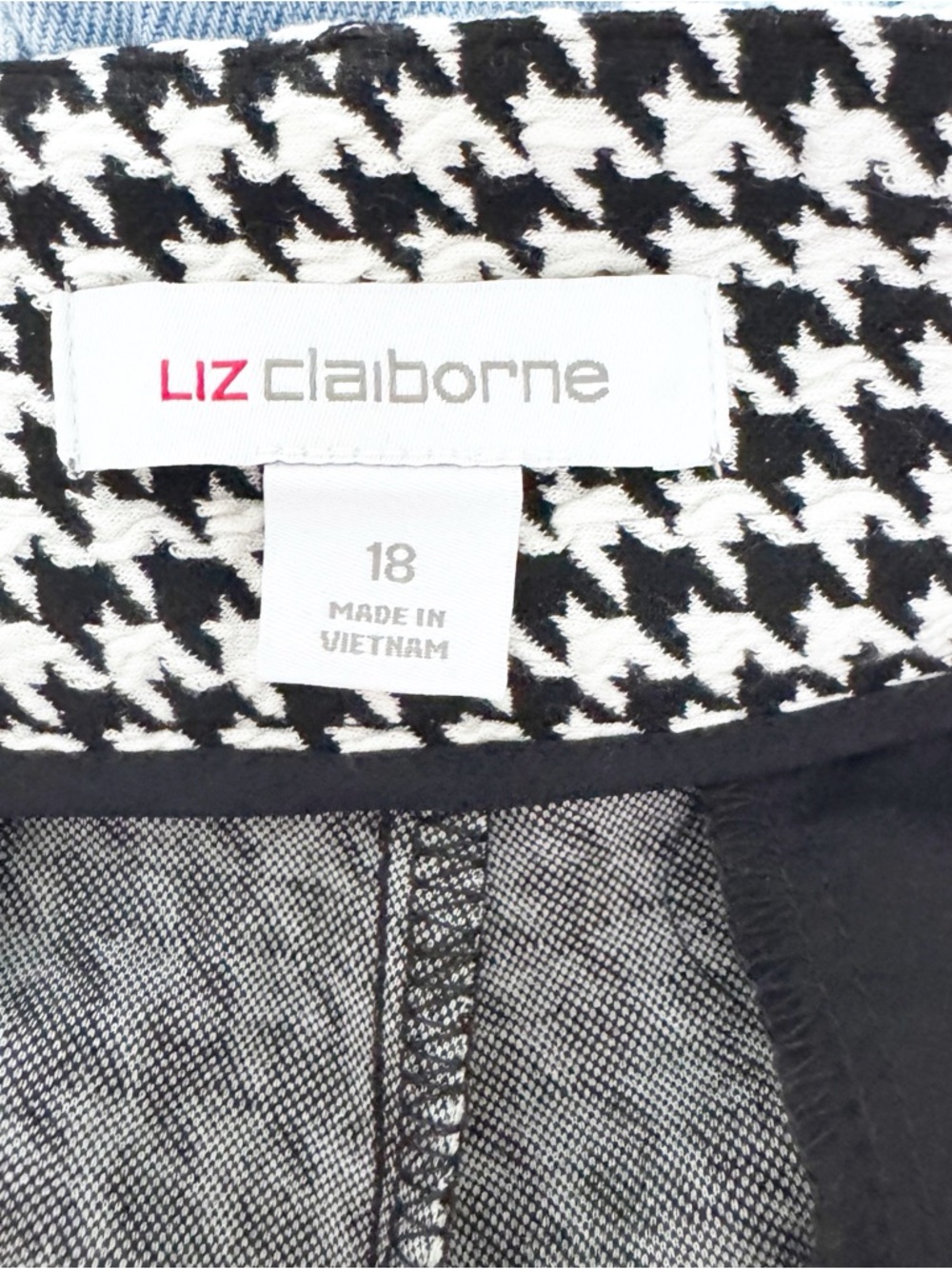 Liz Claiborne Black and White Houndstooth Wide Leg Dress Pants - Picture 9 of 11